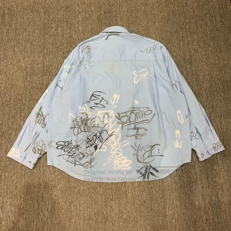 Balenciaga Balenciaga Blue Printed Graffiti Shirt Jacket Size US M / EU 48-50 / 2 - 3 Thumbnail