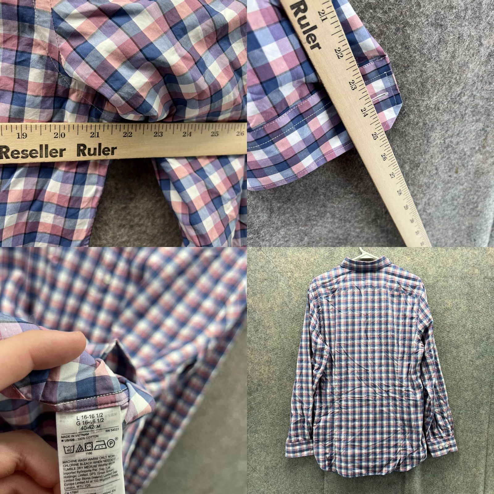 Banana Republic Banana Republic Shirt Men Large Plaid Pink Blue Button-Down Grant Fit Knit Cotton Casual Shirt Mens Regular Fit Classic Button-Up Size US L / EU 52-54 / 3 - 8 Thumbnail