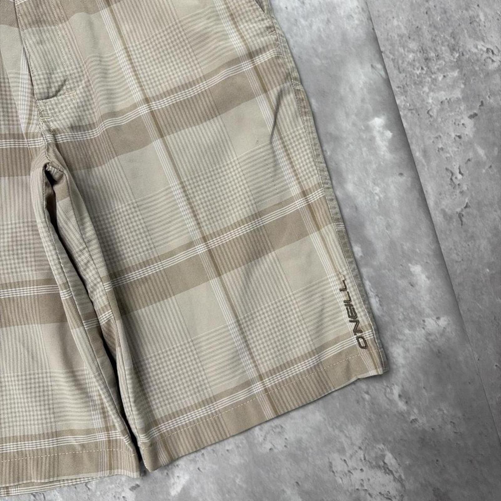 O'Neill Y2K Beige O’Neill Surf Grunge Plaid Baggy Shorts Size US 28 / EU 44 - 4 Thumbnail