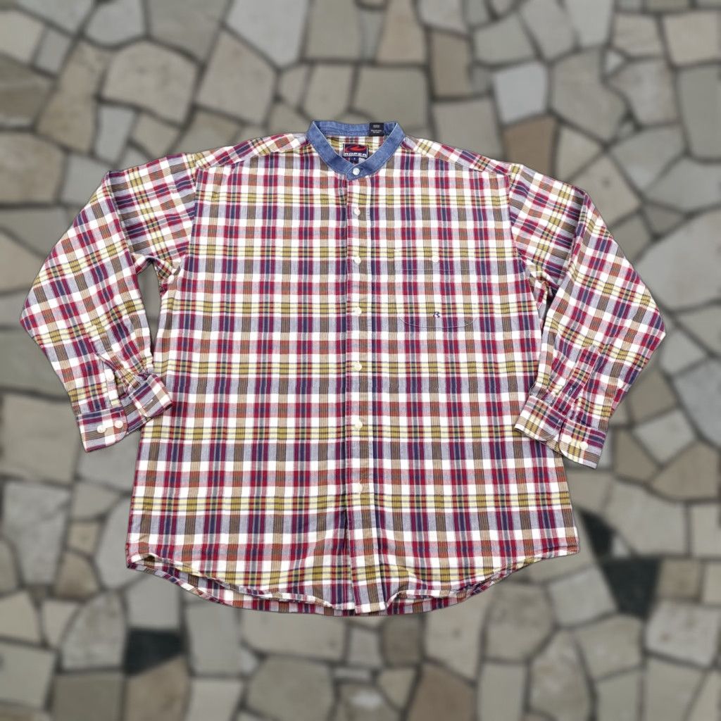 Roper Roper Shirt Men's Large Red Blue Plaid Band Collar Western Button-Up Casual Size US L / EU 52-54 / 3 - 1 Thumbnail