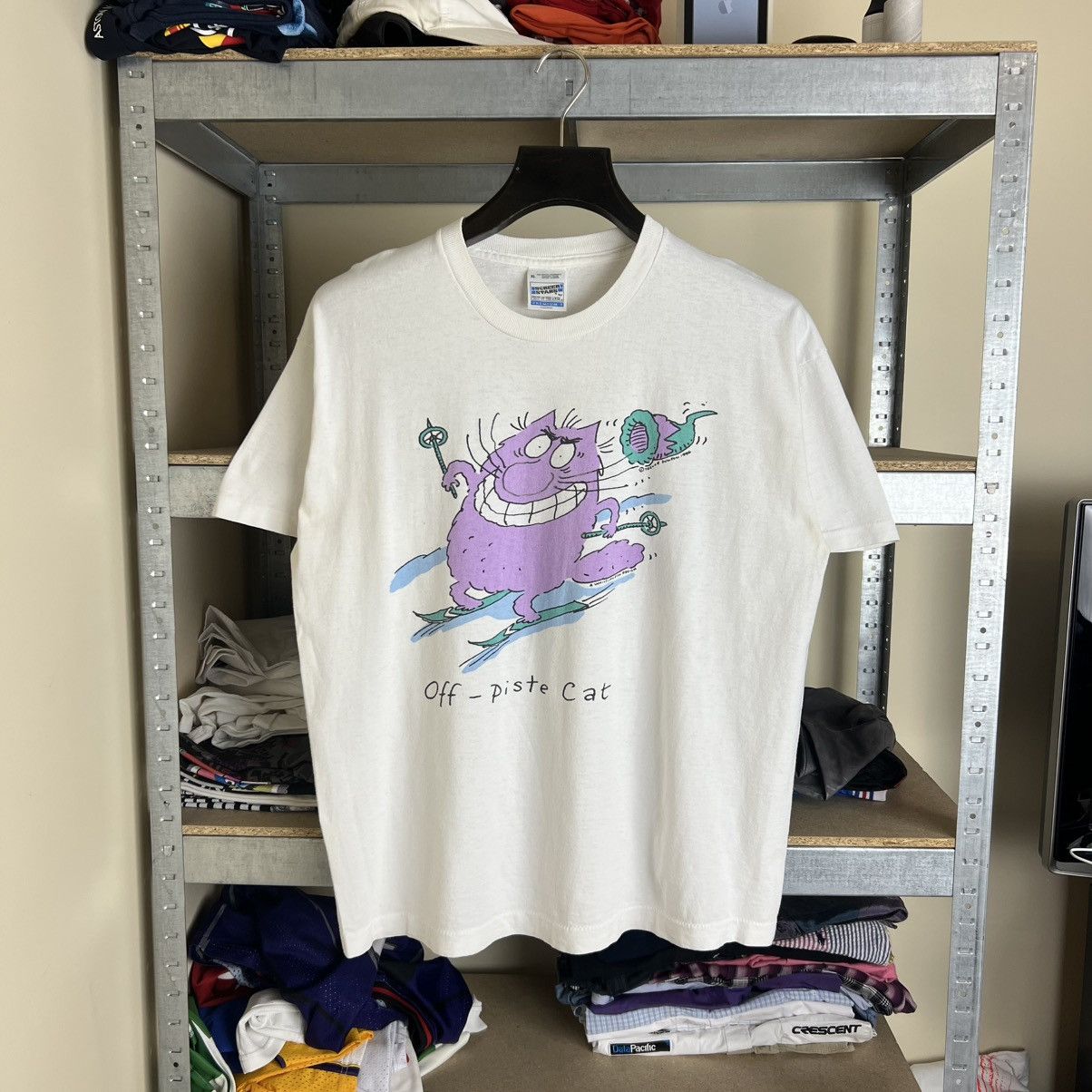 Designer Rare! Trevor Dunton Off Piste Cat Vintage Big Logo Tee 1996 Size US XL / EU 56 / 4 - 1 Thumbnail