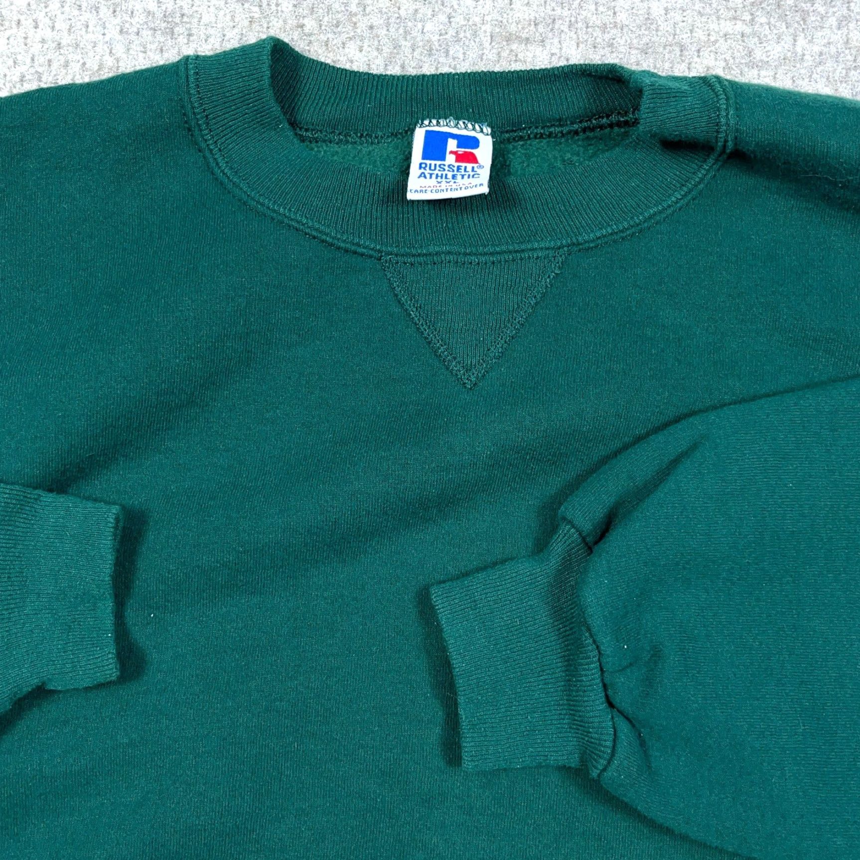 Russell Athletic VINTAGE Russell Sweatshirt Men 2XL Green Crew Neck Pullover, All Seasons, 90s Retro, Regular Fit, USA, Sweatshirt Mens Size US XXL / EU 58 / 5 - 2 Thumbnail