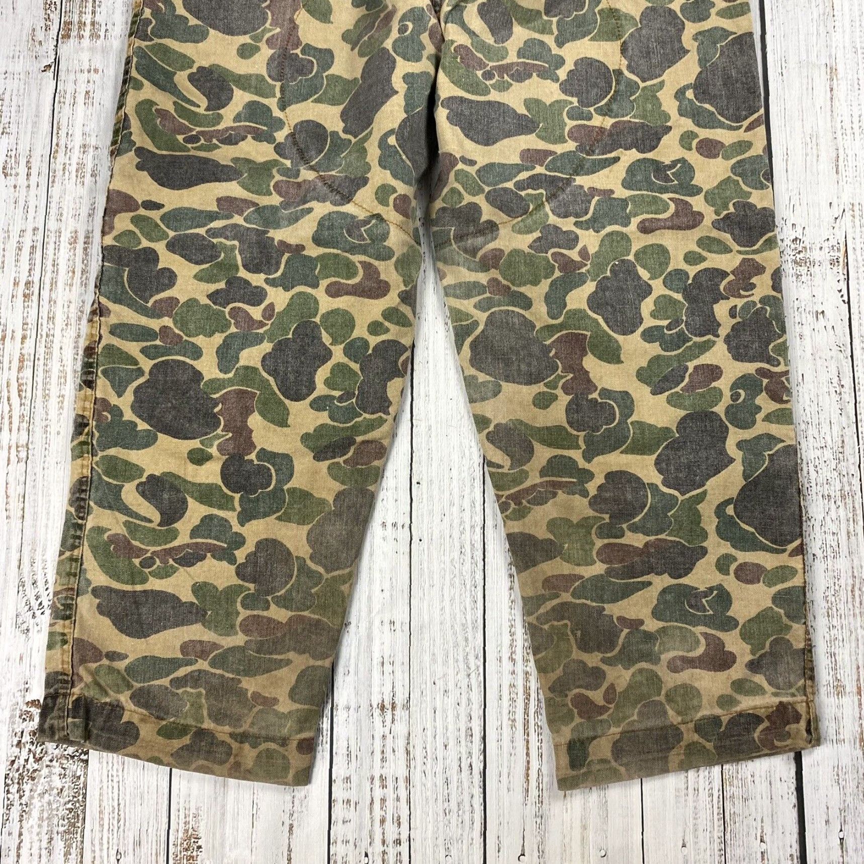 Doublet VINTAGE 1970s American Field Sportswear Duck Camo Double Knee Work Pants Brown Cotton Mens 40 outdoor, military style Size US 40 / EU 56 - 3 Thumbnail