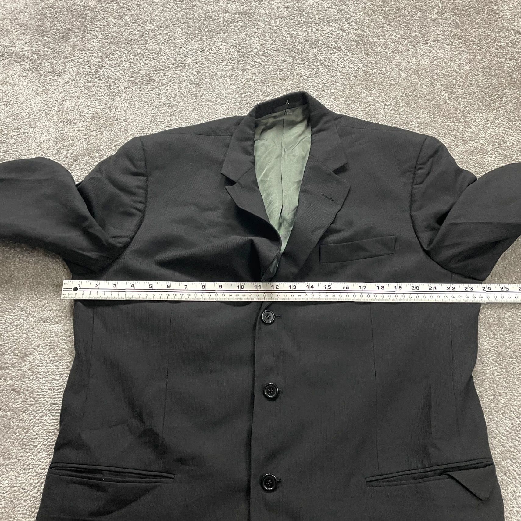 Tallia Tallia Uomo Wool Suit Jacket Blazer Mens 44 Long Black Three-Button Notch Lapel Single-Breasted Dress Coat - 2 Piece, Dry Clean Only, Solid Size 44R - 7 Thumbnail