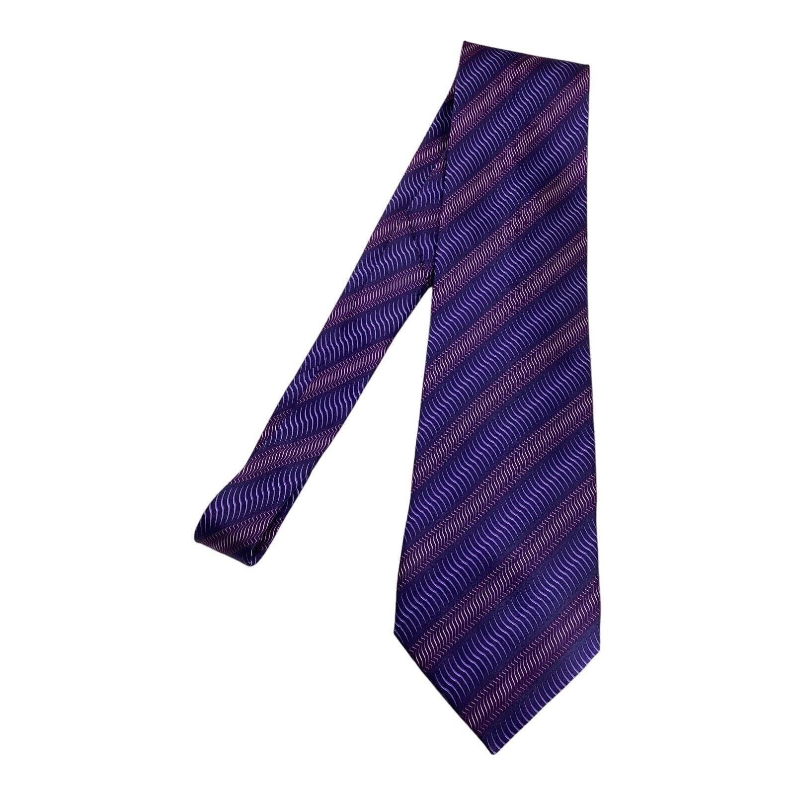 Zilli ZILLI Purple Striped Luxury Silk Tie Hand Made In Italy W: 3 Size ONE SIZE - 7 Thumbnail