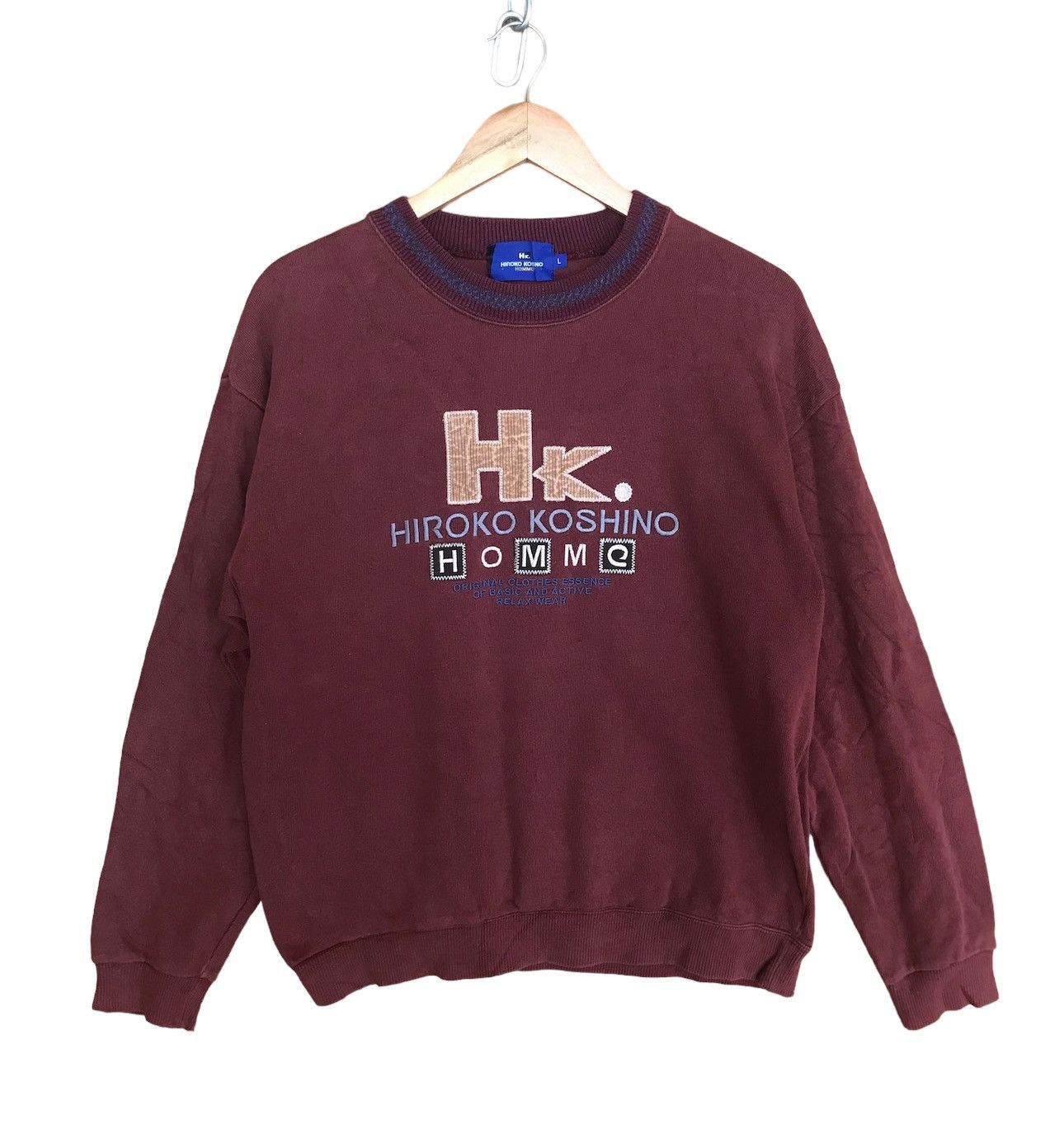vtg Hiroko Koshino Homme Patchwork Embroidered Sweatshirt