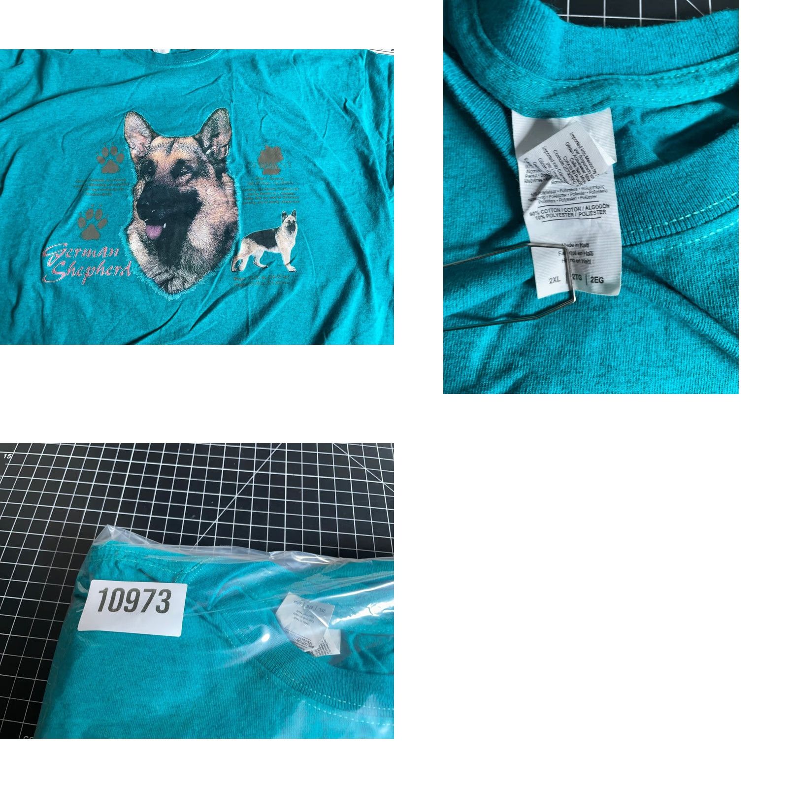 Gildan VINTAGE German Shepherd T-Shirt Men 2XL Green Collage Print Dog Gildan 90s Retro Shirt Size US XXL / EU 58 / 5 - 8 Thumbnail