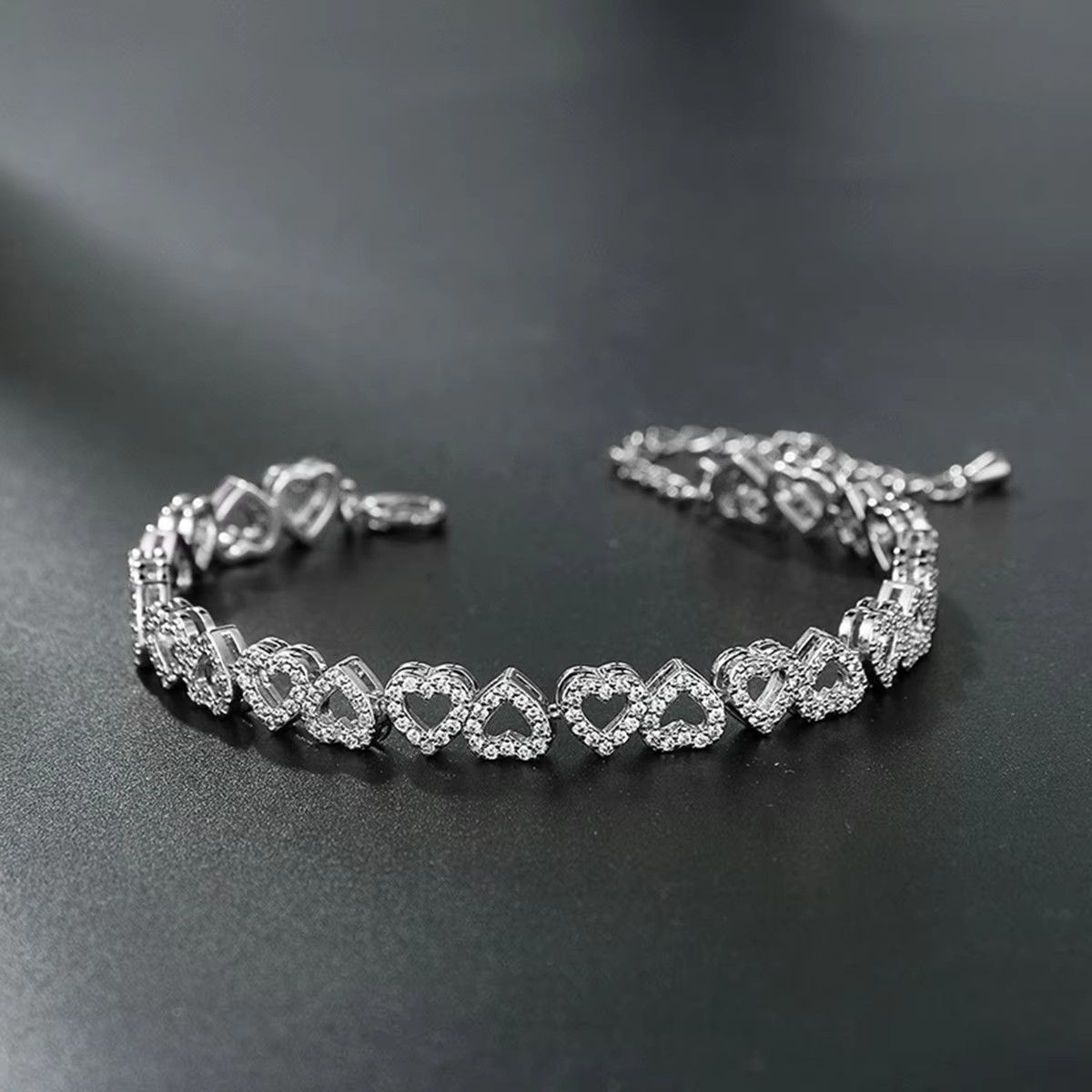 Jewelry Shiny Zircon Hollow Heart Bracelet Size ONE SIZE - 1 Thumbnail