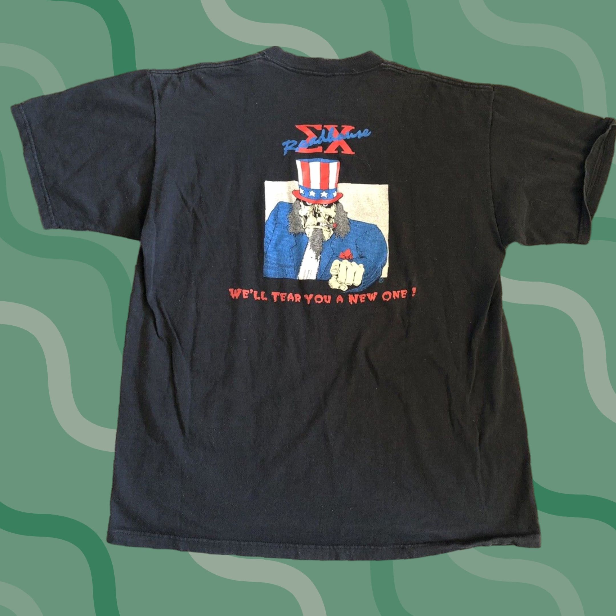 Lee VTG Harley Roadhouse Uncle Sam Skull Shirt XL Black Men M/46-48 Made In USA Lee Short Sleeve Cotton USA Biker 1994 Vintage Size US XL / EU 56 / 4 - 1 Thumbnail