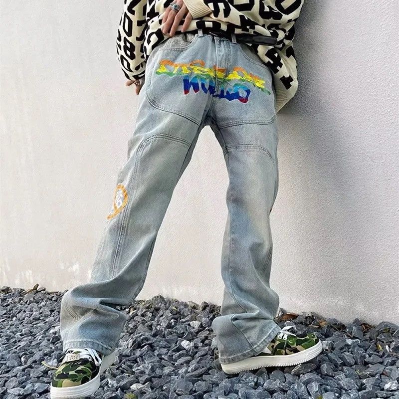 Japanese Brand × Vintage Streetwear Letter Embroidery Vintage Blue Baggy Jeans Size US 34 / EU 50 - 3 Thumbnail