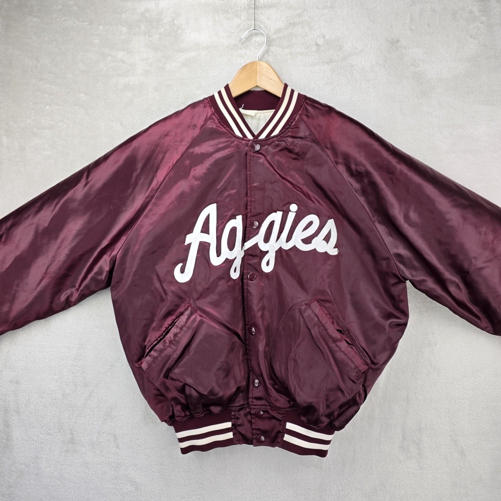 Other Vintage Texas A&M Aggies Satin Bomber Jacket XL Maroon 80s Size US XL / EU 56 / 4 - 2 Thumbnail