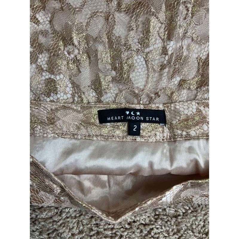 Vintage Heart Moon Star | Vintage Rose Gold Floral Lace Skirt Size 26" / US 2 / IT 38 - 4 Thumbnail