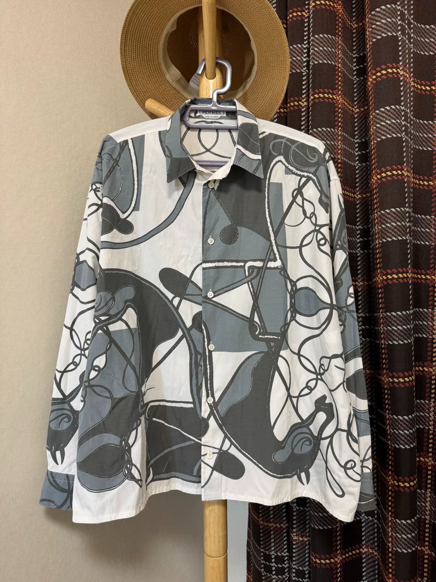 Hermes Hermes Silk Cotton Printed Shirt Size US L / EU 52-54 / 3 - 1 Thumbnail