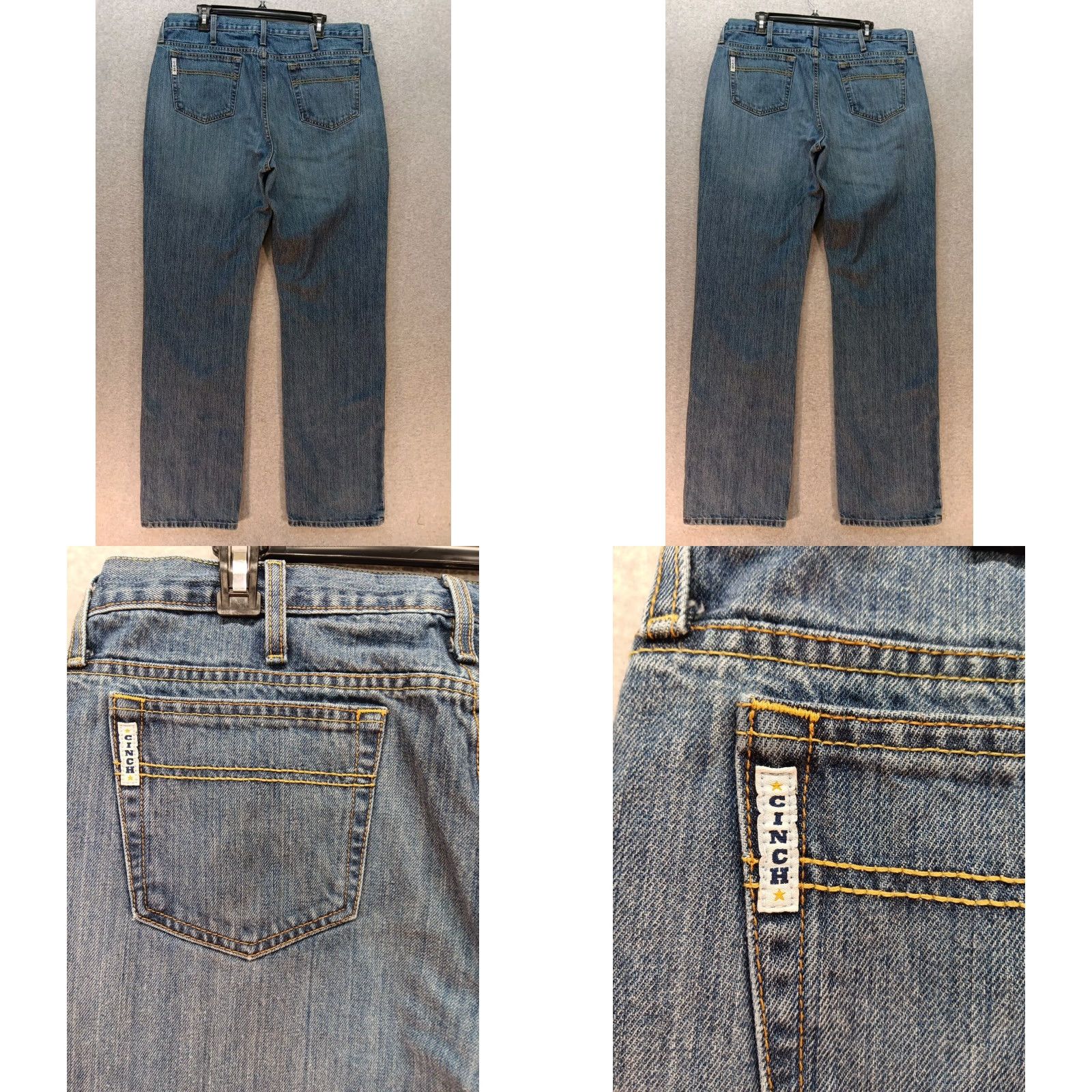 Denime Cinch Men's Jeans 38x36 Blue Denim White Label Straight Medium Wash Western Size US 38 / EU 54 - 8 Thumbnail