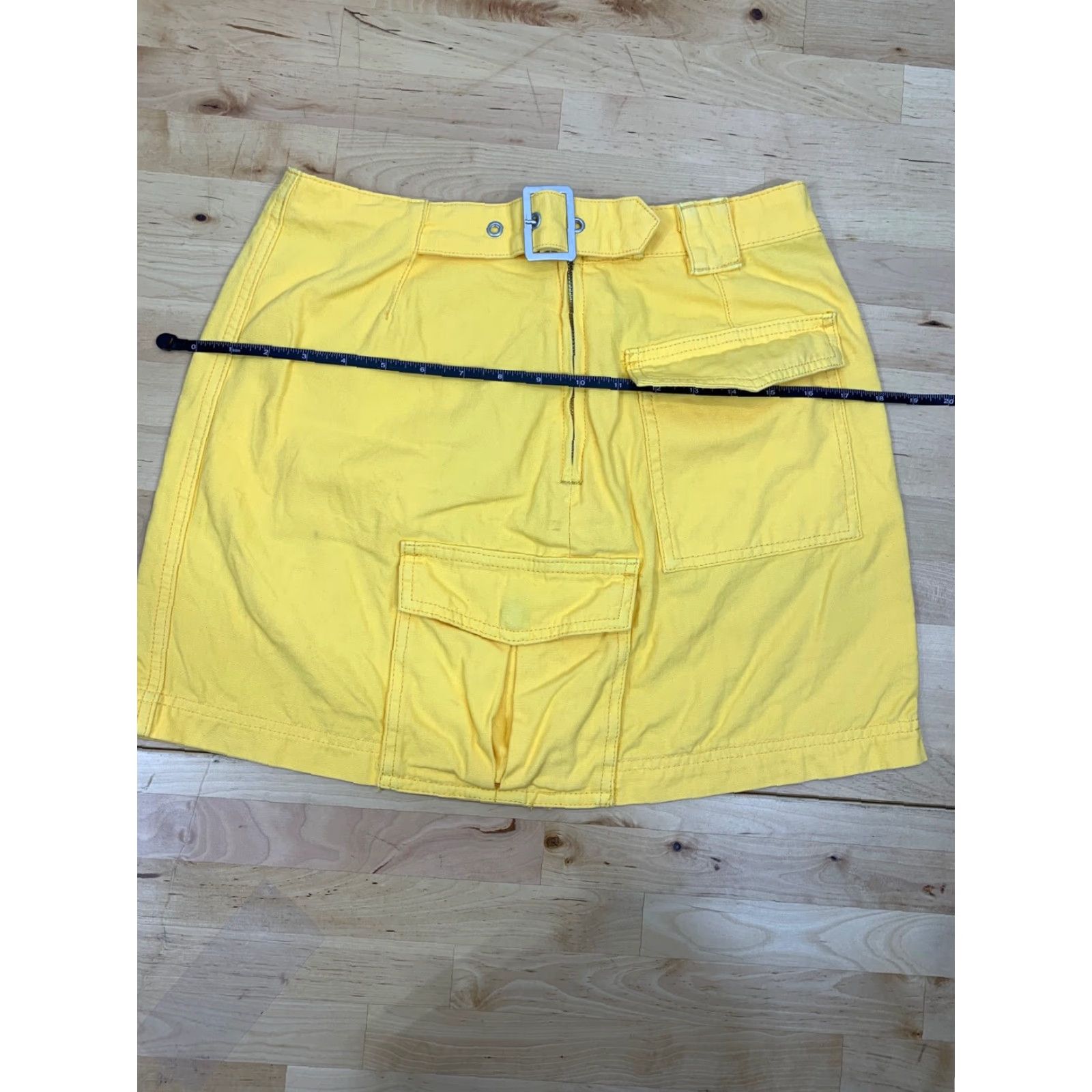 Forever 21 Forever 21 Women's Mini Skirt Yellow M Size Foreve r 21 Solid Cotton Blend Zipper Front Buckle Short Casual Formal Workwear Party/Cocktail Size 32" / US 10 / IT 46 - 7 Thumbnail