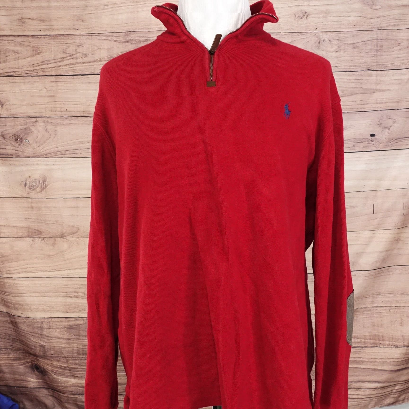 Polo Ralph Lauren POLO RALPH LAUREN Red 1/4 Zip Mock Neck Pullover Sweater Mens 2XL Cotton Classic Fit Casual Business Size US XXL / EU 58 / 5 - 3 Thumbnail
