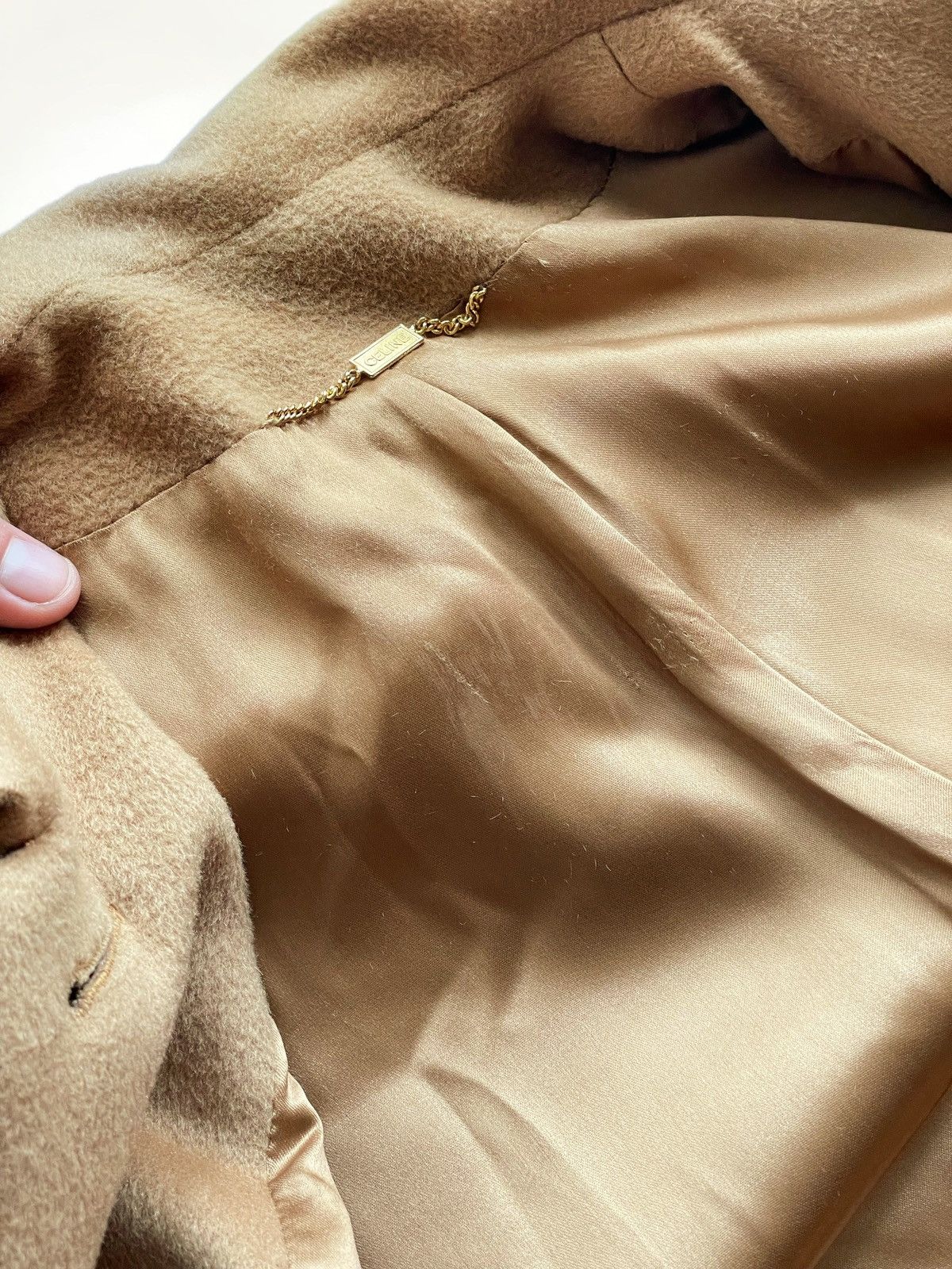 Celine Vintage Celine Paris Camel Wool Coat Single Breasted Iconic Size XL / US 12-14 / IT 48-50 - 16 Thumbnail