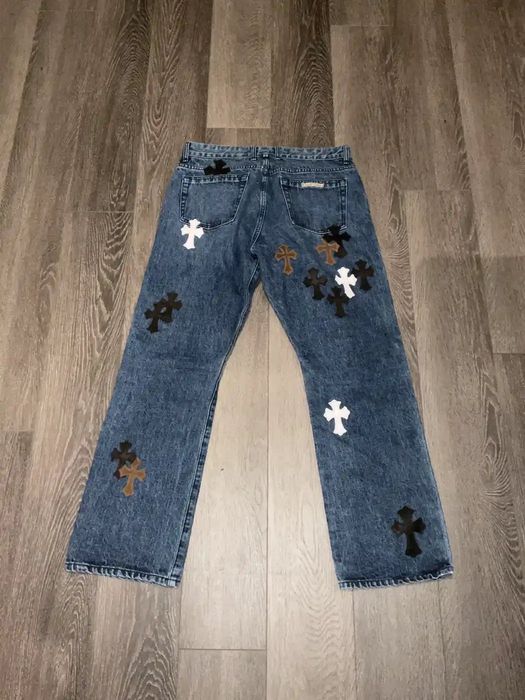 Chrome Hearts Chrome Hearts Fleur Knee Cross Selvedge Denim | Grailed