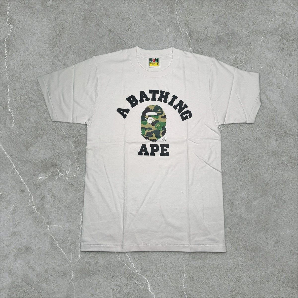 Bape A Bathing Ape (BAPE) College Logo Tee (White/Camo Ape Head) Size US S / EU 44-46 / 1 - 1 Thumbnail
