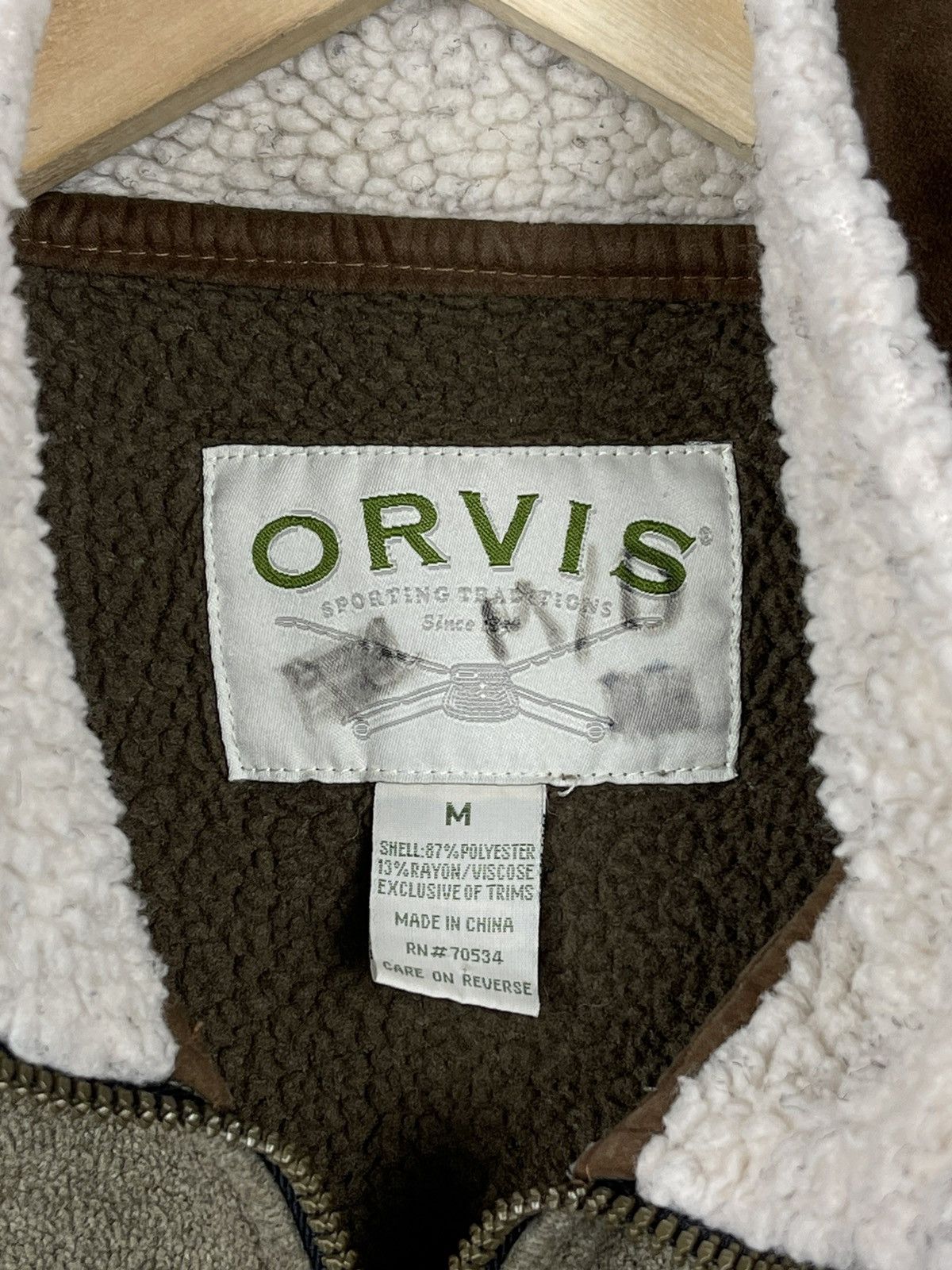 Orvis × Vintage Orvis Fleece Zip Vest Sherpa Leather Shoulder Men’s Size M Size US M / EU 48-50 / 2 - 7 Thumbnail
