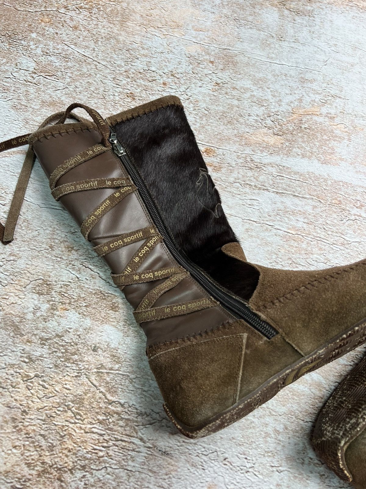 Le Coq Sportif × Le Grande Bleu (L.G.B.) × Vintage Le Coq Sportif vintage suede fur boots Size US 6 / IT 36 - 6 Thumbnail