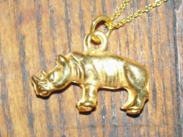 Designer 18 kt Gold Vermeil over Sterling Silver Rhino Charm Necklace Size ONE SIZE - 1 Thumbnail