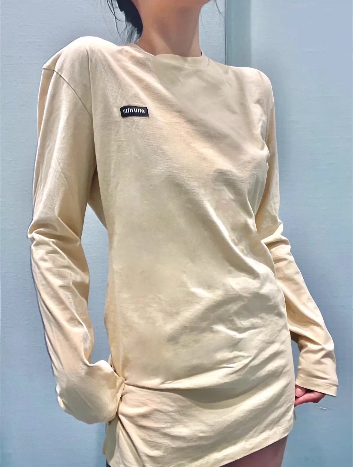 Miu Miu Miu Miu small logo yellow LS tee M Size M / US 6-8 / IT 42-44 - 8 Thumbnail