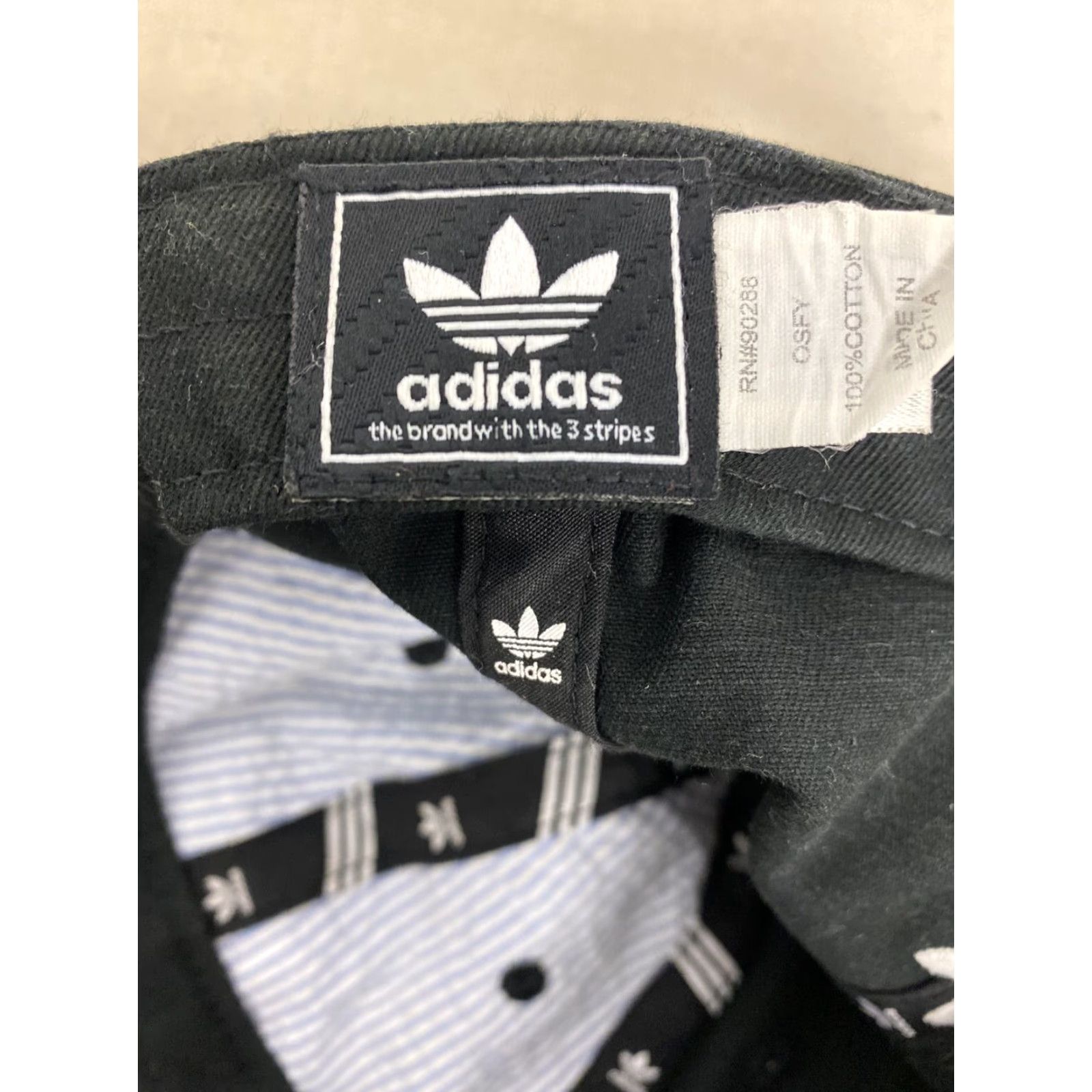 Adidas ADIDAS Hat Baseball Cap Strap Back Black Trefoil Spell Out Logo Casual Mens Adjustable /426 Size ONE SIZE - 6 Thumbnail