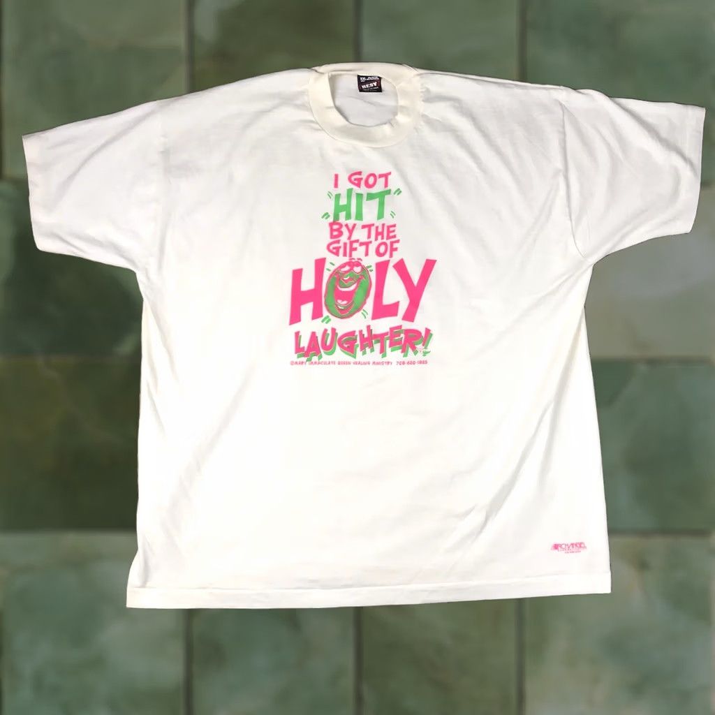 Fruit Of The Loom VINTAGE 90s Christian Graphic Tee Shirt XXL Beige Nike? Size US XXL / EU 58 / 5 - 1 Thumbnail