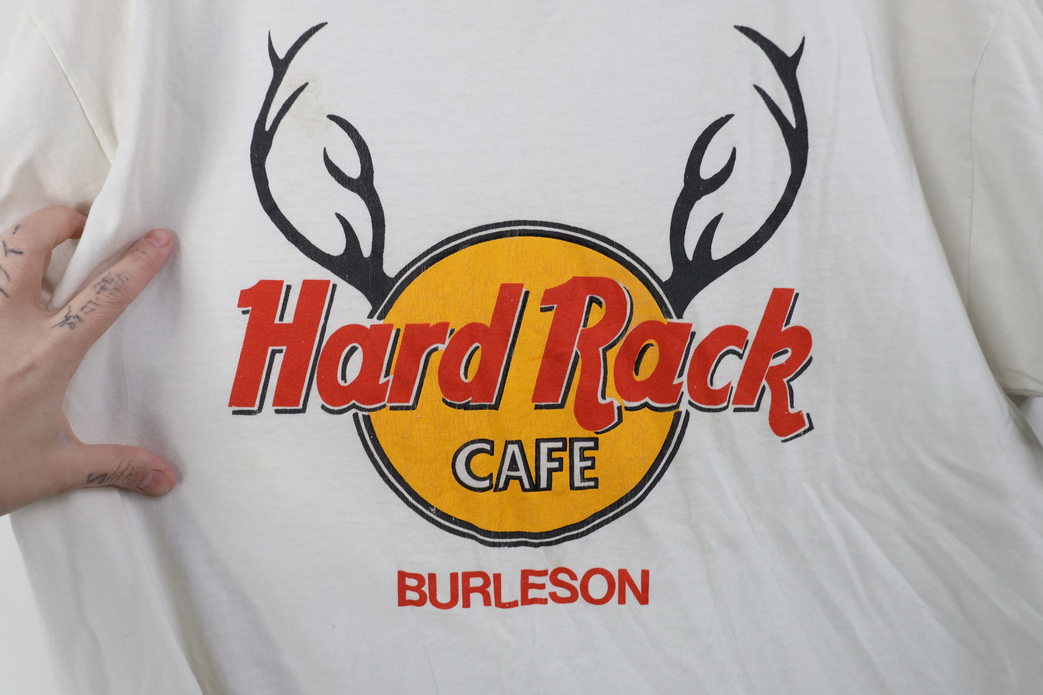 Vintage Vintage 90s Streetwear Hard Rack Cafe Hunting Deer T-Shirt Size US XL / EU 56 / 4 - 4 Thumbnail