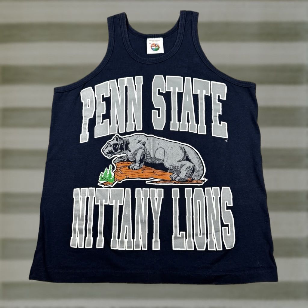 VINTAGE Penn State Nittany Lions Tank Top Mens Medium College Sports NCAA Blue 80s Retro