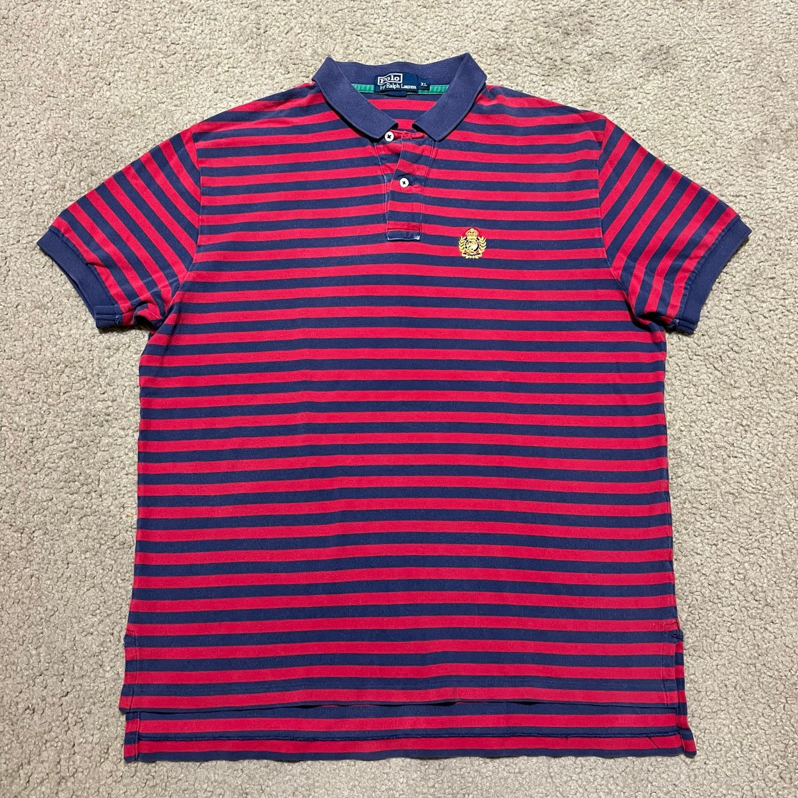 Polo Ralph Lauren Polo Ralph Lauren Red/Navy Striped Polo Shirt XL Size US XL / EU 56 / 4 - 1 Thumbnail