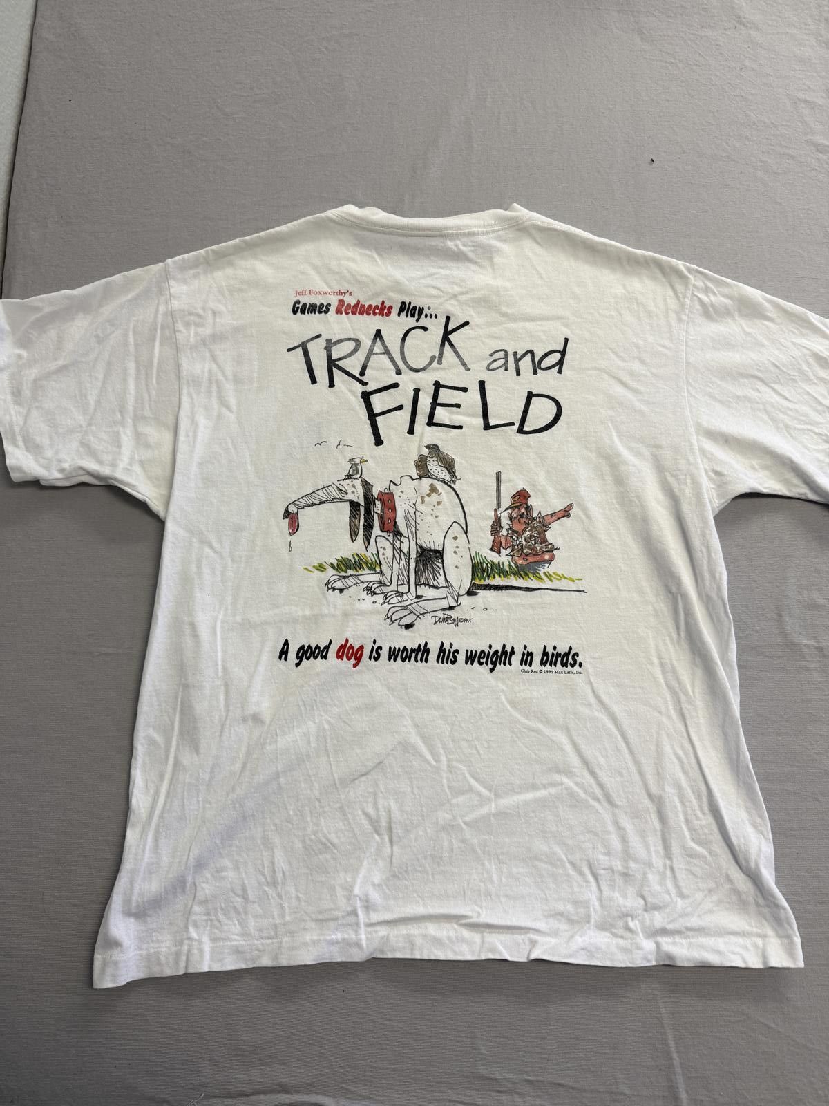 Designer Vintage Jeff Foxworthy T-shirt Games Red Necks Play Tee XL Size US XL / EU 56 / 4 - 1 Thumbnail