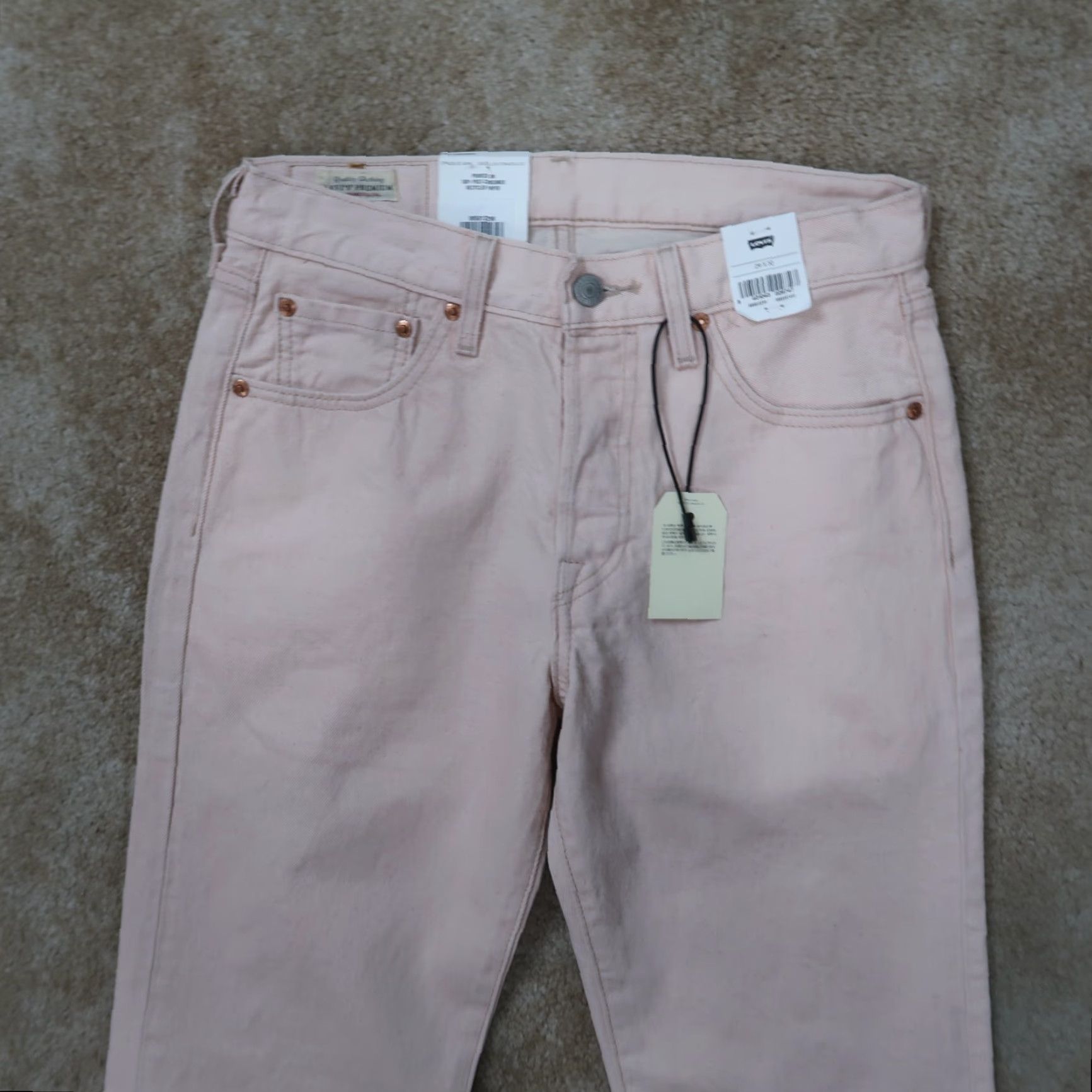 Levi's VINTAGE Levi's 501 Jeans Women Pink 29x32 Denim Straight 5-Pocket Logo Button Classic 90s 29 Womens Size 29" - 3 Thumbnail