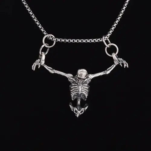 Jewelry Half Body Skull Pendant Necklace Size ONE SIZE - 2 Thumbnail