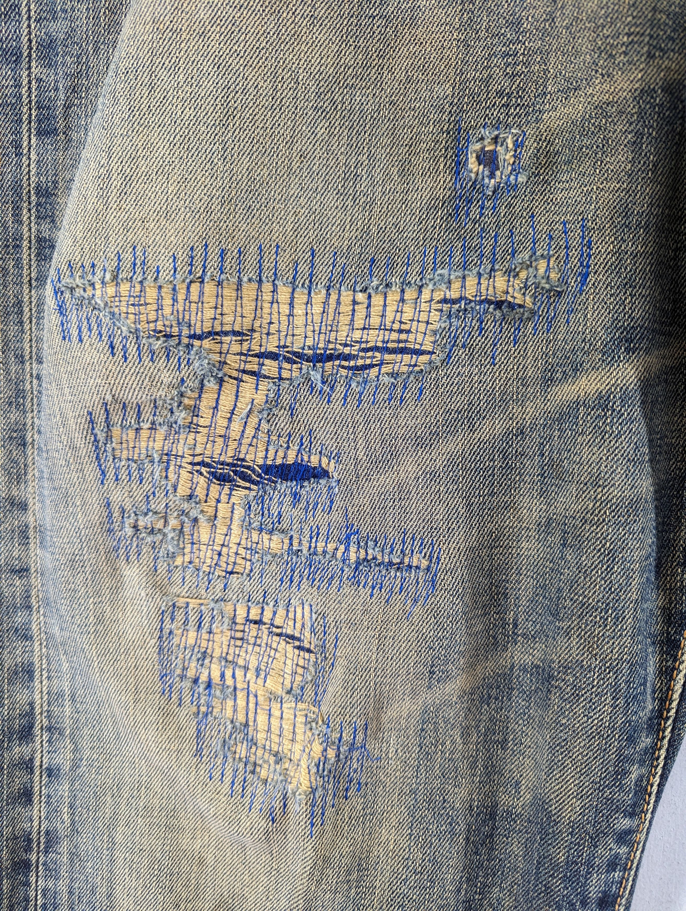 Edwin Vintage Edwin 505 X Distressed Selvedge Dirty Blue Jean Size US 35 - 7 Thumbnail