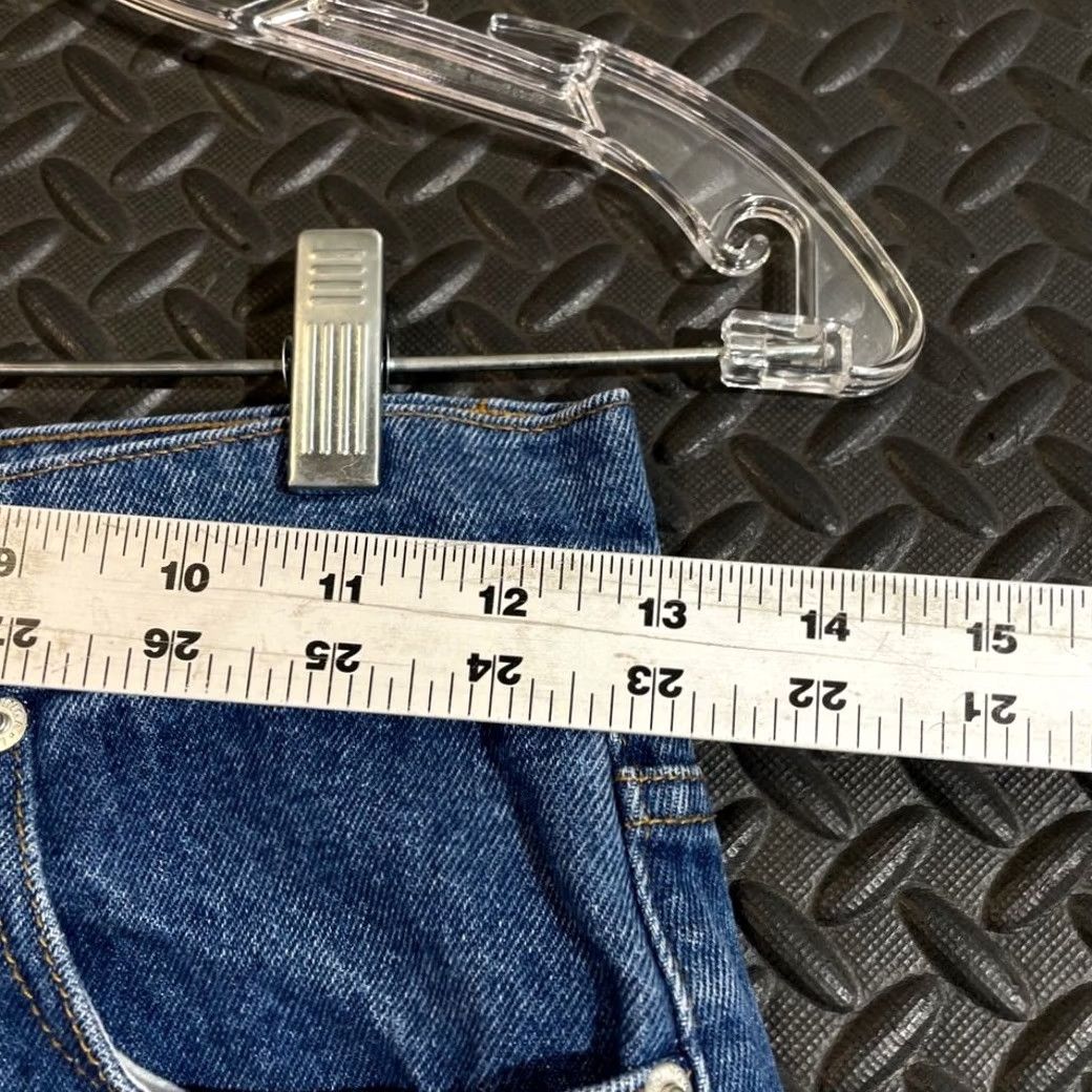 Minga London Minga London Jeans High Waist Wide Leg Blue Smiley Face Knee Patches Raw Hem Denim Women's 24" Size 42" / US 20 - 6 Thumbnail