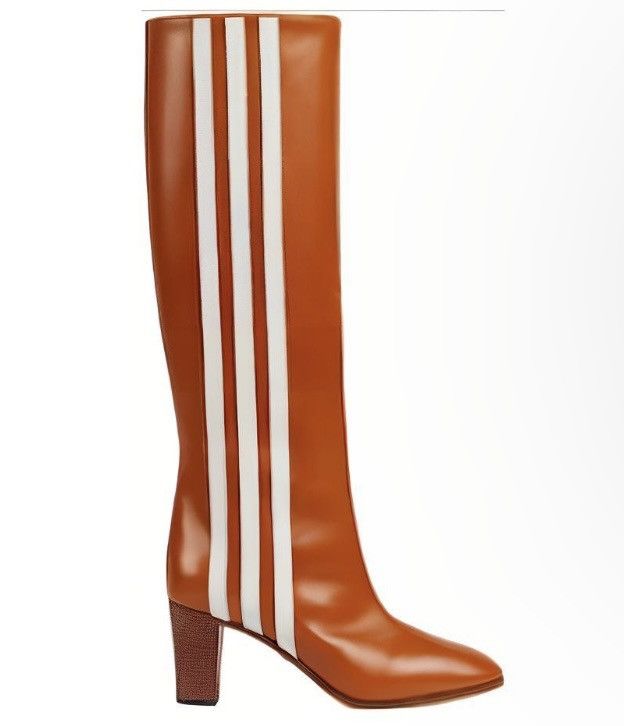 Gucci Gucci x Adidas Knee High Stripe Leather Boots Cognac size 37 Size US 7 / IT 37 - 2 Thumbnail