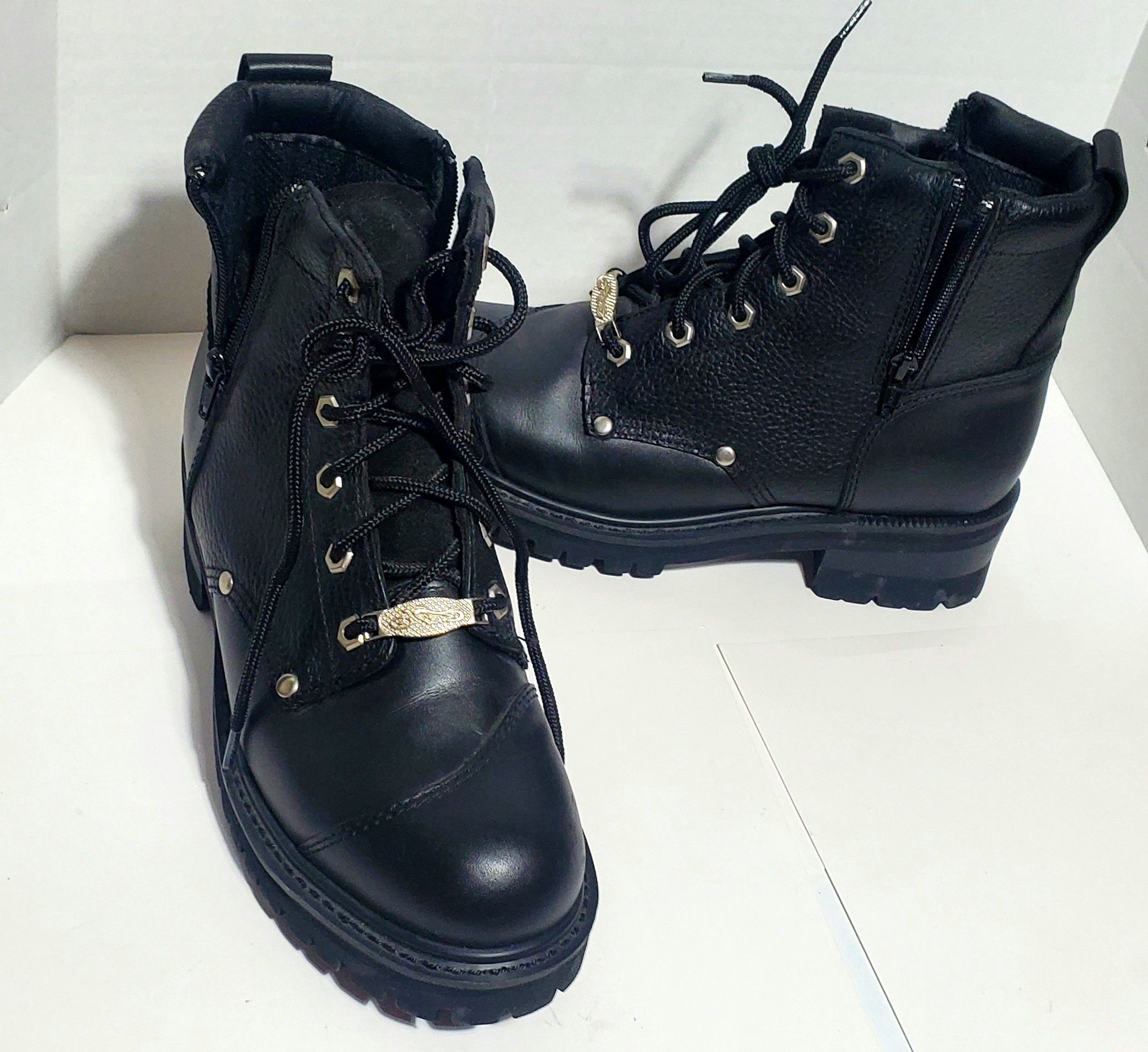 Other River Road Chunky Motorcycle Boots W Sz10 Double Zip Biker Size US 10 / IT 40 - 8 Thumbnail