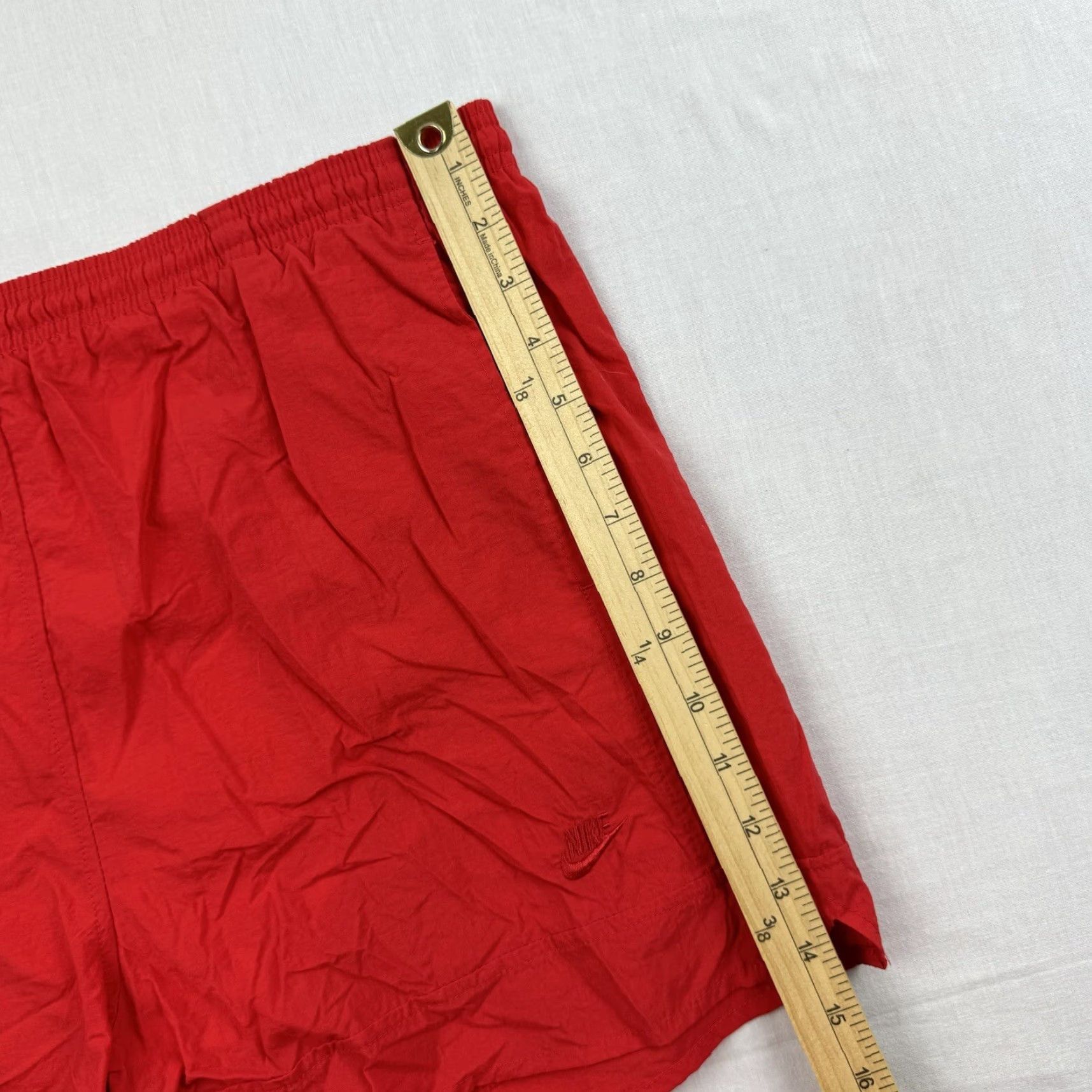 Nike VINTAGE Nike Swim Trunks Adult L Red Beach 90s Logo Trunks Mens Size US 33 - 7 Thumbnail