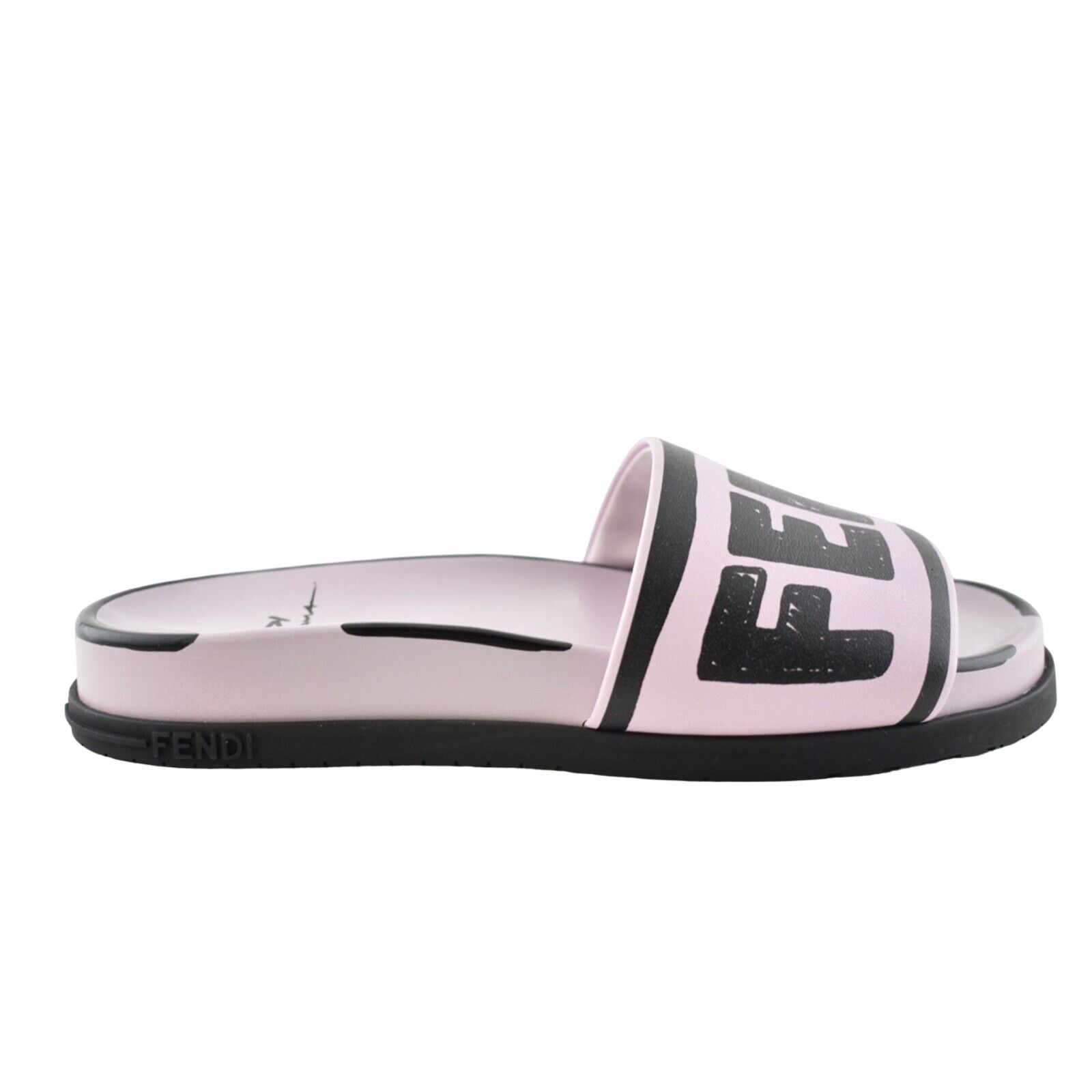 Fendi Fendi Joshua Vides Pink Black Leather Logo Mule Slide Flat Size US 5 / IT 35 - 3 Thumbnail