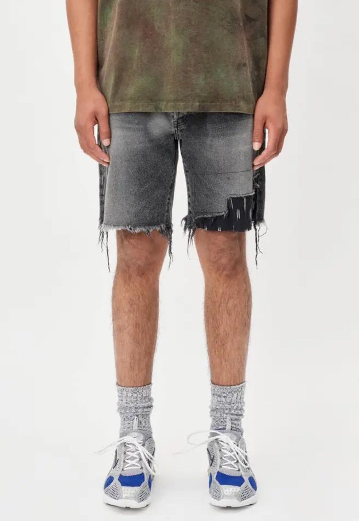 image of John Elliott Bozeman Denim Shorts in Black Ikat, Men's (Size 30)