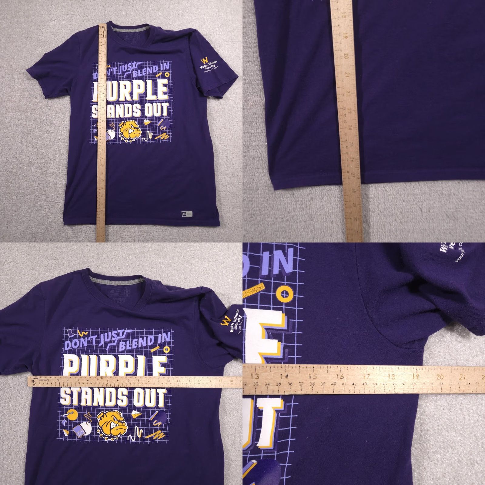 Russell Athletic Western Illinois University Shirt Mens Medium Purple Russell Bulldogs Graphic T-Shirt Size US M / EU 48-50 / 2 - 8 Thumbnail