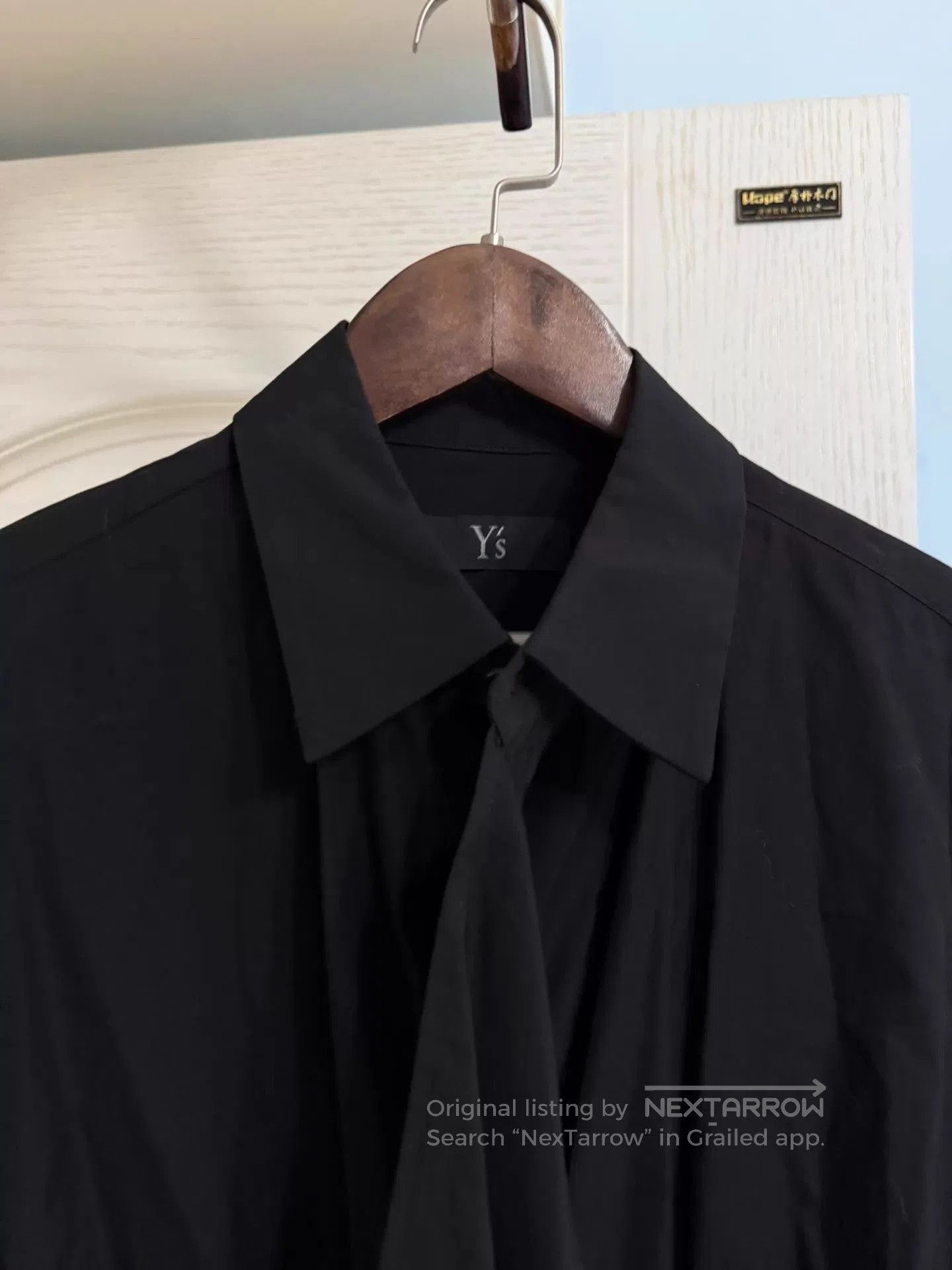 Y's Black Long-Sleeve Shirt with Asymmetric Hem. Size US S / EU 44-46 / 1 - 5 Thumbnail