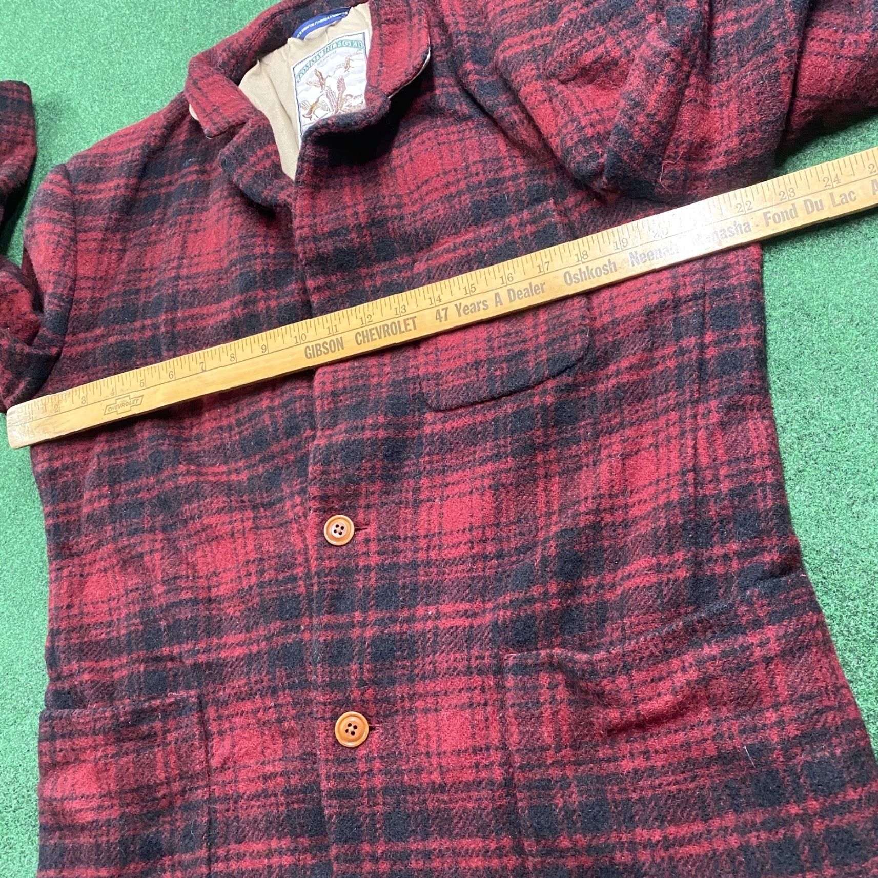 Tommy Hilfiger VINTAGE Tommy Hilfiger Blazer Jacket Mens L Red Plaid Wool 90s Classic Hip Hop USA 3-in-1 Shirt Mens Size 42R - 6 Thumbnail