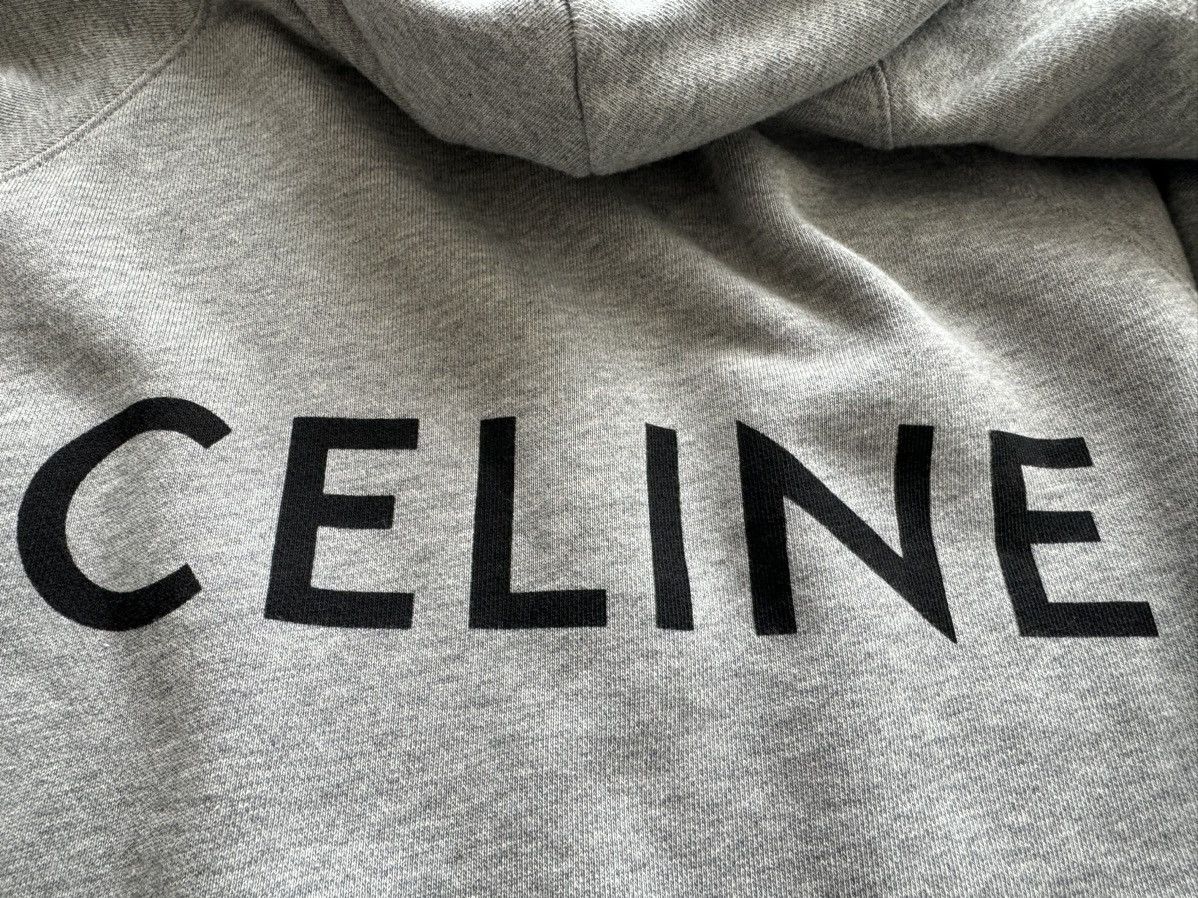 Celine CELINE Grey Back Logo Hoodie Sweatshirt Size US L / EU 52-54 / 3 - 4 Thumbnail