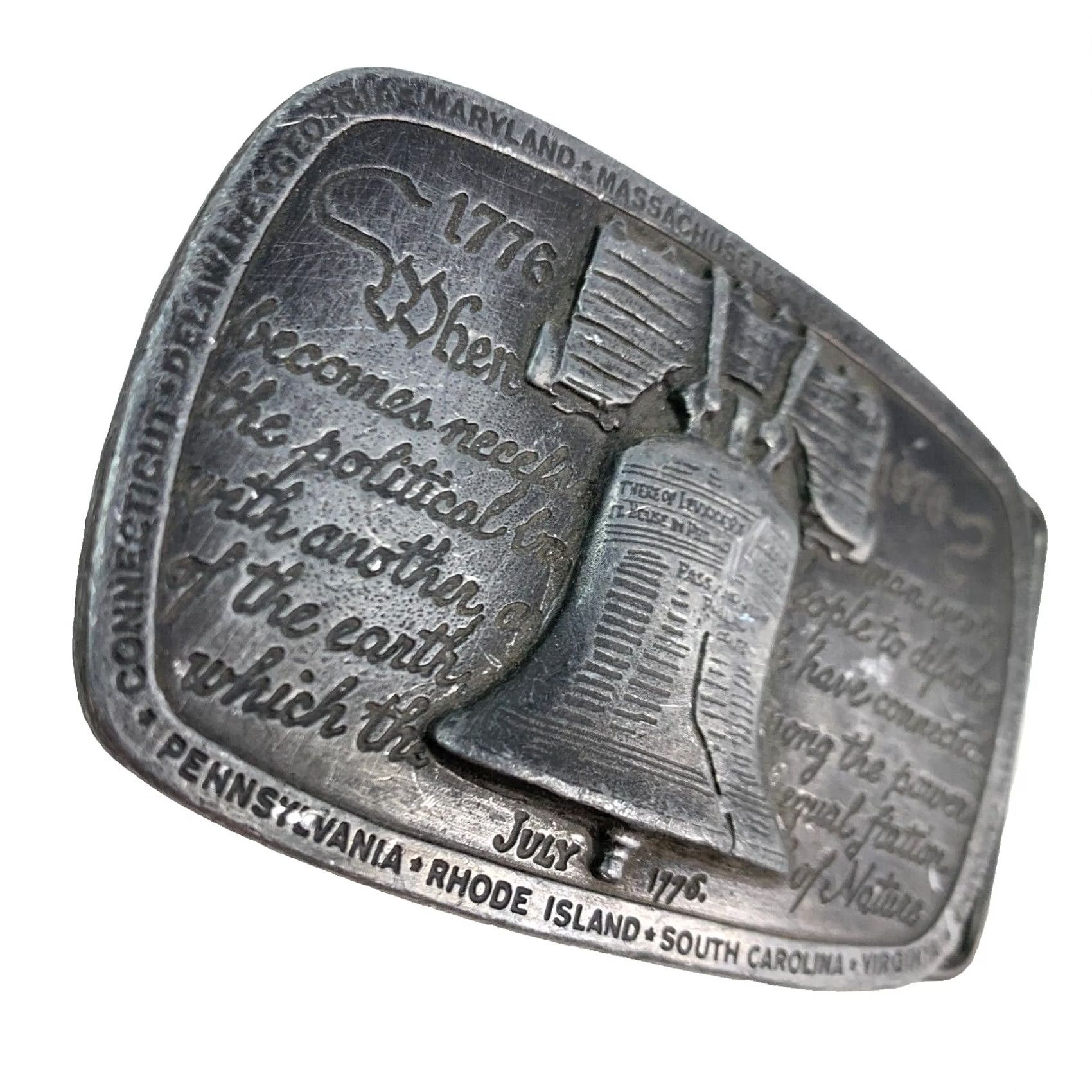 Vintage 1975 Declaration of Independence Wyoming Studio James Lind Metal Belt Buckle Belt Buckle Adult Unisex 1970s Flags & Political Size ONE SIZE - 2 Thumbnail
