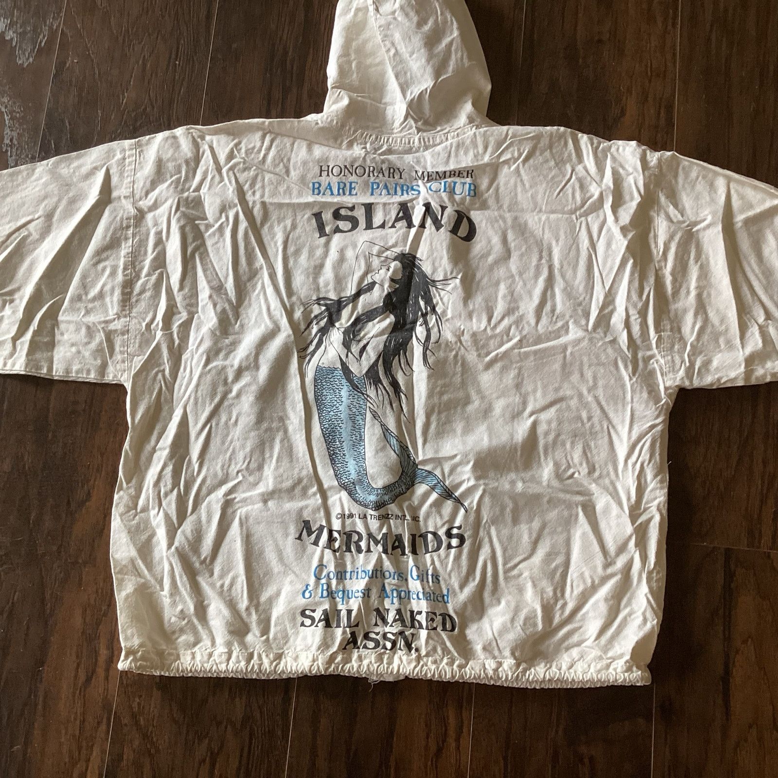 Vintage VTG 90s Mermaid Sail Naked Boating Hooded Shirt Size US L / EU 52-54 / 3 - 5 Thumbnail