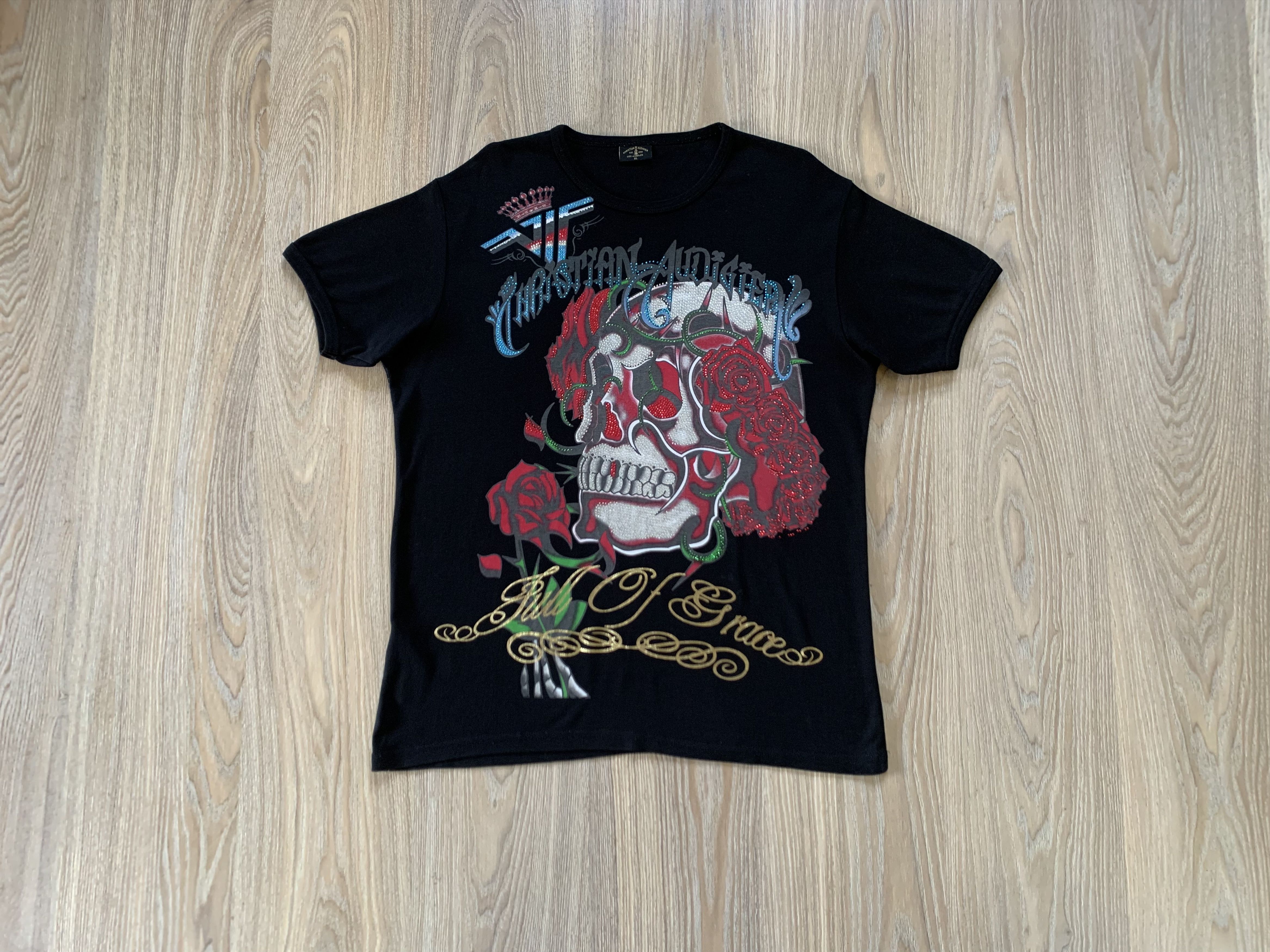 Christian Audigier × Ed Hardy × Vintage Ed Hardy Christian Audigier Black Printed T Shirt Size US XL / EU 56 / 4 - 1 Thumbnail