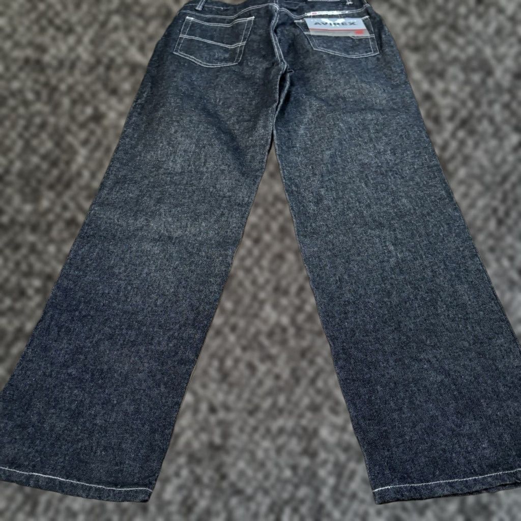 Avirex VINTAGE Avirex Jeans Mens 36 x 34 Baggy Embroidered Raw Denim Black Skater Size US 36 / EU 52 - 1 Thumbnail